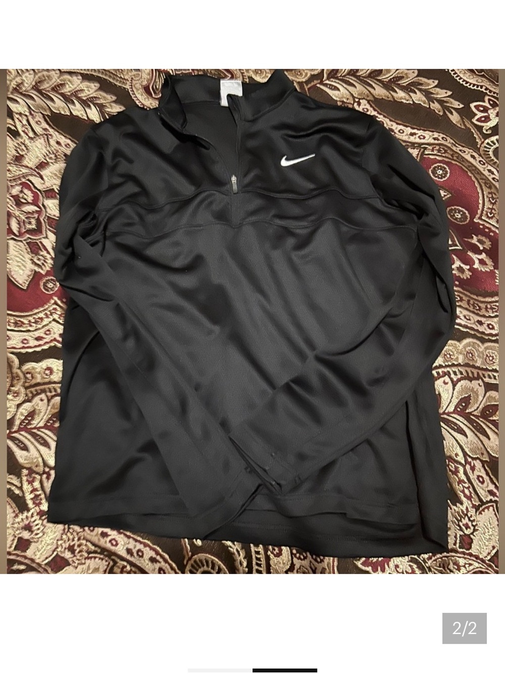 Nike Black Half-Zip Athletic Pullover with White Swoosh